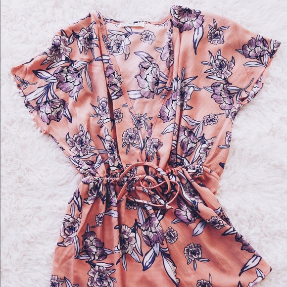 Pink Floral Summer Beach Romper - Picture 2 of 3